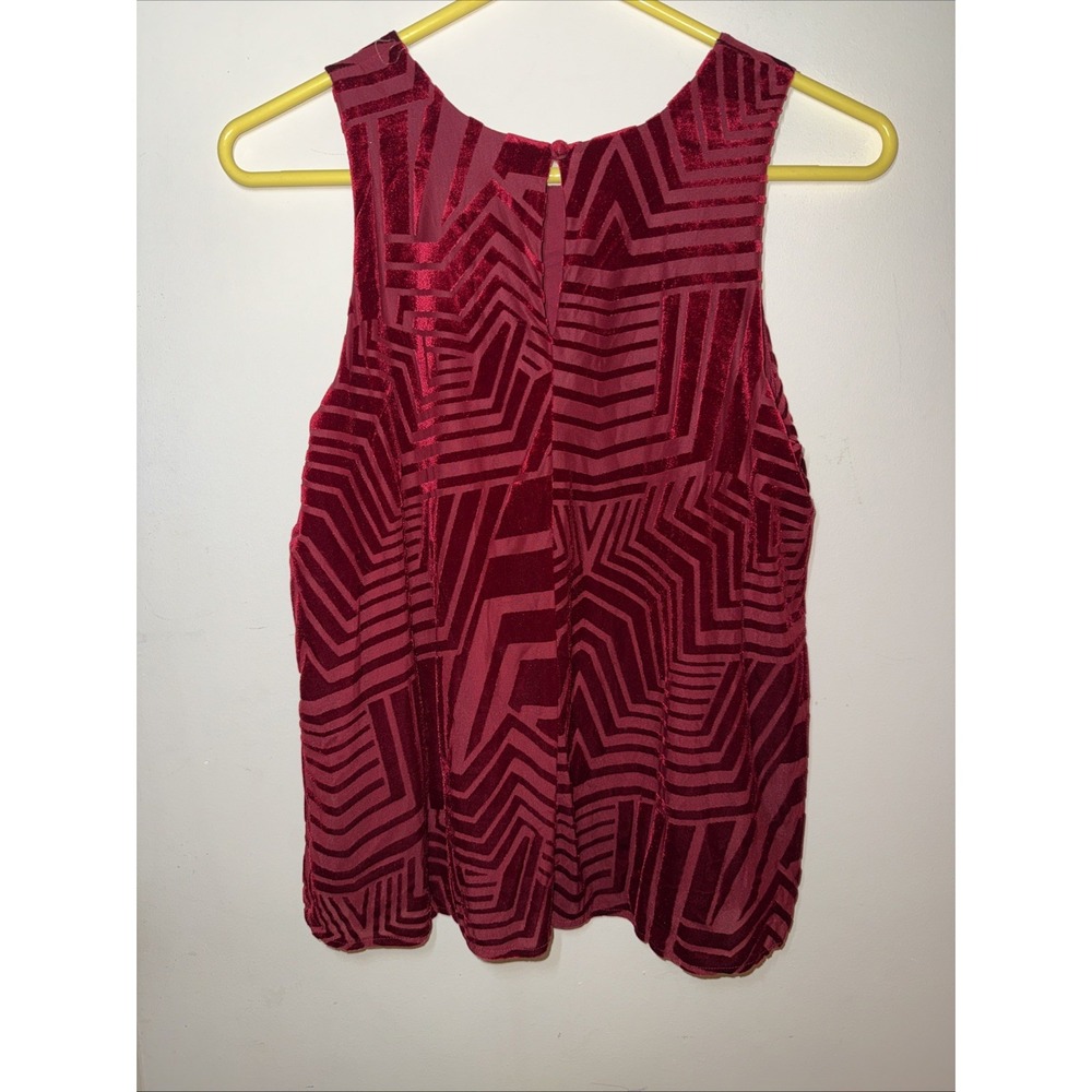 Sunday in Brooklyn Tank Top Womens S Red Burnout Velvet Sleeveless Round Neck - Picture 3 of 3
